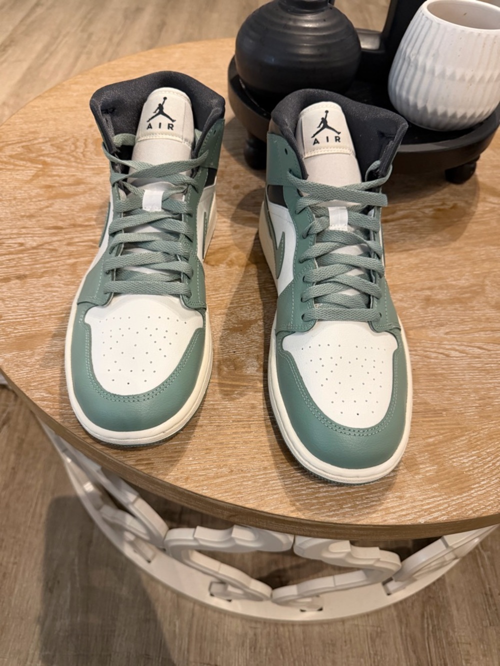 Jordan Mid-Top Sneakers in Sage Green and White